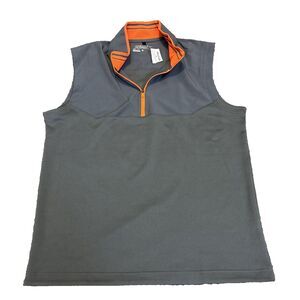 NWT Nike Golf Tour Performance Dri-Fit Sleeveless 1/4 Zip Vest Gray Orange M